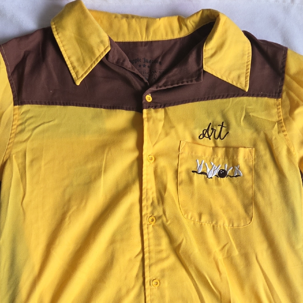 Yellow and Brown Men's Bowling Shirt